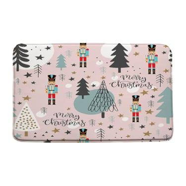 Imagem de Merry Christmas Tapete de banho Quebra-Nozes Colorido Árvore de Natal Estrelas Desenho Animado Inverno Férias Festival Sazonal Espuma de Memória Casa Escritório Porta Tapete Decoração de Banheiro, 45
