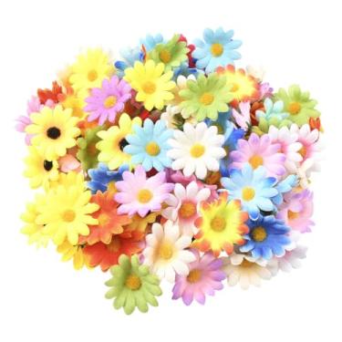 Imagem de SOFPLATE 100 peças mini cabeças de flores girassóis artificiais sem haste multicolorido 4 cm tecido de pano pequeno gerbera margarida flores falsas cabeças para guirlanda de casamento artesanato festa