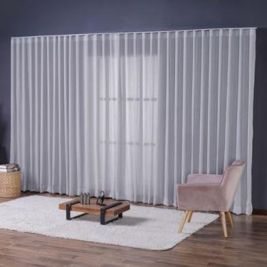 Imagem de Cortina Voil Flamê Gaze De Linho 6,00m X 2,80m Trilho Suiço Pé Direito (Cinza)