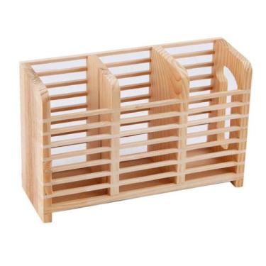 Imagem de Porta Talheres Suporte de Madeira Organizador 3 Divisórias - São Paulo