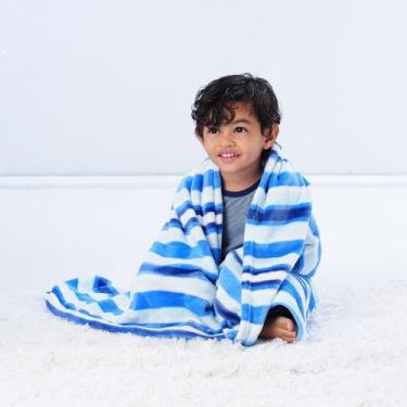Imagem de Manta bebe 1,10x0,80m listras masc pimpolho azul