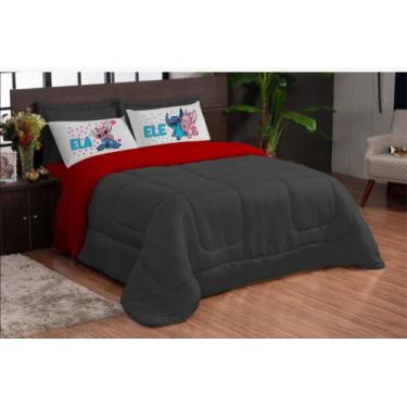 Imagem de Edredom casal queen ele ela stich 5 peças dupla face - THEOVITEX, VERM