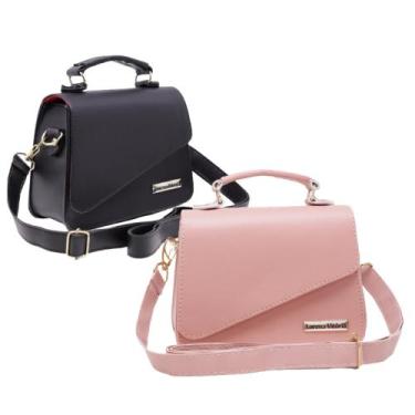 Imagem de Kit bolsa feminina pequena alça tarnsversal - ZBOLSA, Preto, Rose