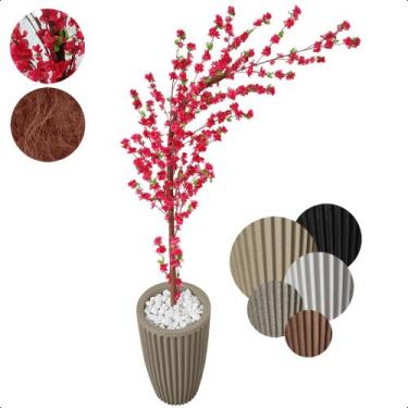 Imagem de Árvore Cerejeira Curvada Pink Artificial Com Vaso Grande - Flor de Men
