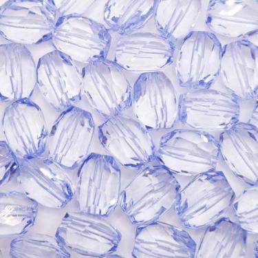 Imagem de Miçanga Passante Oval Facetado Acrílico Azul Transparente 17x21mm 10pç