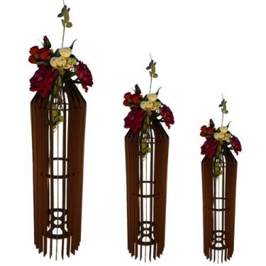 Imagem de Vaso de Chão Decorativo Grande MDF PENEDO - LENOBRE, Preto, Kit com 3 