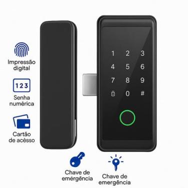 Imagem de Fechadura Digital Biométrica SIGMA FE20 Portas Madeira Vidro Casa Escr