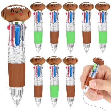 Imagem de Sinload 50 peças de lembrancinhas de festa de futebol, futebol, sorriso, multicolorido, caneta esferográfica retrátil 4 em 1 para escritório, escola, esportes, artigos de festa, estudantes