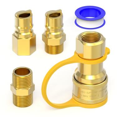 Imagem de GASHER Kit de acessórios de conexão rápida de gás natural, kit de desconexão rápida de mangueira de gás QDD LP de 1/5.1 cm, conexão rápida de mangueira de gás natural e propano