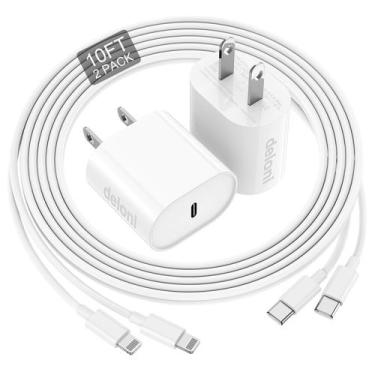 Imagem de Carregador deloni para iPhone de 20 W USB C, carregamento rápido, 3 m,