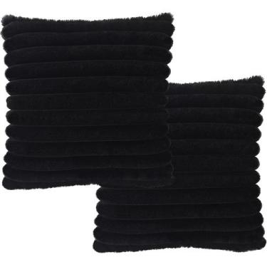 Imagem de Capa de travesseiro Bunliuys Velvet Faux Fur 26x26 cm preta (pacote co