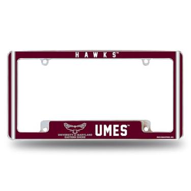 Imagem de Rico Industries NCAA Maryland-Eastern Shore Hawks 30,5 cm x 15,2 cm Moldura de placa automotiva cromada para carro/caminhão/SUV