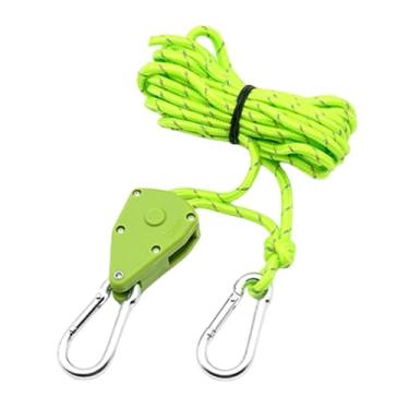 Imagem de Fenteer de polia de catraca para barraca de corda com gancho, 12 pés, cinta de catraca com polia para dossel, gazebo, caminhada, mochila, Verde