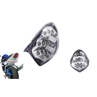 Imagem de TOPZONE Adequado para Suzuki 2003-2004 GSX-R1000; 35710-18G31; Luz traseira de freio de LED com função de indicadores de seta integrada (transparente)