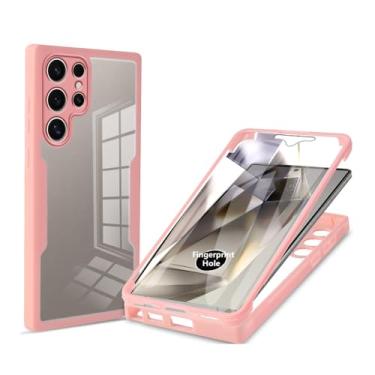 Imagem de Capas de corpo inteiro de 360° com duas camadas para Samsung Galaxy S23 S24 Ultra S21 FE S22 Plus S23 FE A55 A35 A25 A15 A04S Capa dupla face, rosa, para A04e