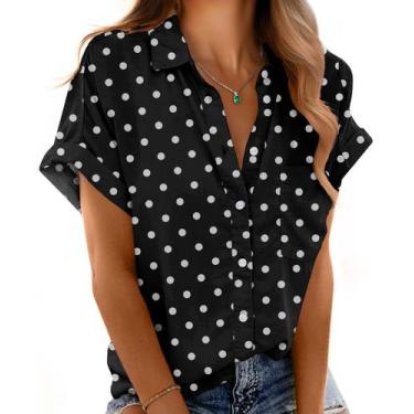 Imagem de Blusa Mintreus de manga curta, camisa feminina com botões, branca, pre