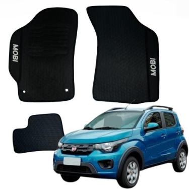Imagem de Jogo 3 Peças Tapete Personalizado Bordado Fiat Mobi 2016 a 2023 - V580