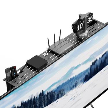 Imagem de TV Top Shelf, tela ajustável em aço CABTE com 2 caixas de armazenament