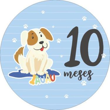 Imagem de Painel de Lona Redondo Mesversário Aniversário de 10 Meses Menino - Fa