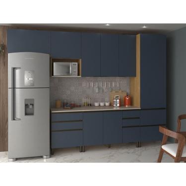 Imagem de Cozinha Completa Bartira Cristal 8 Portas, 8 Gavetas Lâmina De Mel-azul Royal