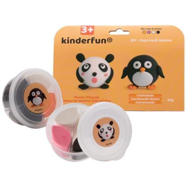 Imagem de Massa De Modelar EVA - Kit Panda E Pinguim - Brinquedo Educacional e Sensorial 60g - Com manual e passo a passo para moldar os personagens. (Panda e Pinguim)
