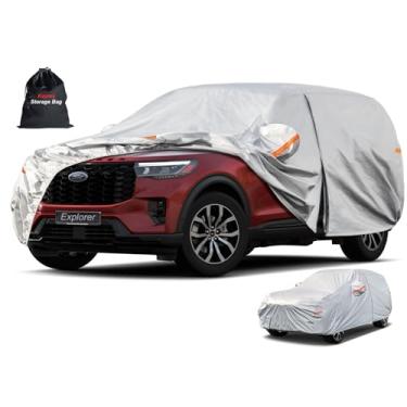Imagem de Capa de carro SUV de 6 camadas Kayme Impermeável para todos os climas para automóveis, cobertura completa para uso externo, proteção contra chuva e sol, UV, prata