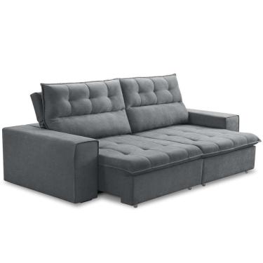 Imagem de Sofá Retrátil Reclinável Para Sala 3 Lugares 200cm Neruda F04 Veludo Cinza Escuro - Lyam Decor
