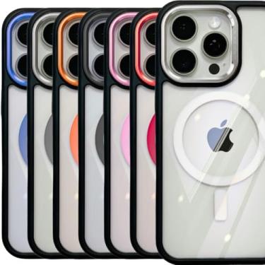 Imagem de Capa iPhone 16 Pro Max Capinha Magnética Case Celular Proteção Câmera Acrílico Anti Amarelamento
