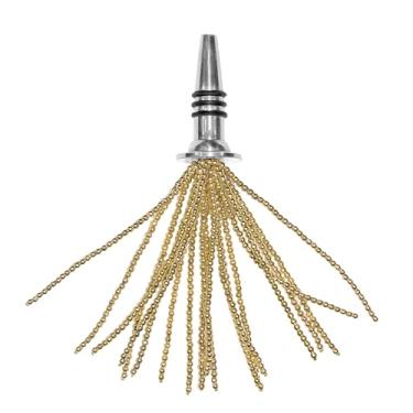 Imagem de IHI est. 1986 Rolha de garrafa de vinho chique acessório de cobertura de cortiça 15 cm borla de corrente dourada de alumínio