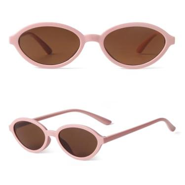 Imagem de VFDHN Óculos de sol retrô oval com armação, feminino, masculino, fashion, pequeno, leve, chá, uv400, feminino (2)
