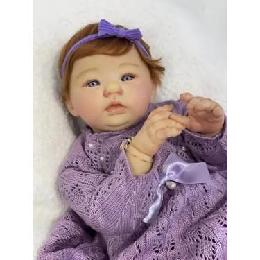 Imagem de Bebê Reborn Menina Realista Ruivinha, Olhos Azuis, 49 cm – Premium Feito à Mão com Cabelo Mohair e Enxoval Completo