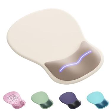 Imagem de Mouse pad ergonômico com descanso de pulso, bonito suporte de pulso de gel para mousepad - pequeno mini portátil para viagem, mouse pads para mesa, computador, escritório e decoração de casa - (bege e