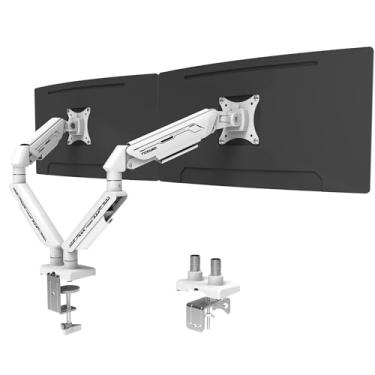 Imagem de Fydeamer Braço de monitor, suporte de monitor de mola a gás para telas de 17 a 35 polegadas de até 11 kg, suporte ajustável para monitor com grampo C e base de ilhós, suporte ergonômico para monitor