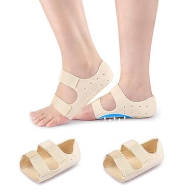 Imagem de Protetores de calcanhar em gel para fascite plantar - bojos com suporte de arco para mulheres e homens - inserções no calcanhar com alças ajustáveis para dor no calcanhar e pés planos, 1 par (grande)