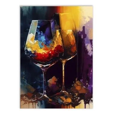 Imagem de Placa Decorativa Taça De Vinho Ilustração Pintura Bebida Bar Decoração Poster Quarto Sala