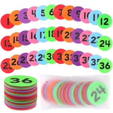 Imagem de Aunifun Marcadores de carpete com 36 peças, marcadores de ponto circular para pontos de carpete de sala de aula com número 1-36, 6 cores de 10 cm, pontos circulares sentados para professores