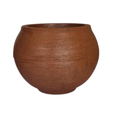 Imagem de Vaso Grande Decorativo Redondo Esfera Plantas Jardim Varanda (Marrom)