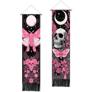 Imagem de BVBOX 2 peças de tapeçaria floral vertical, tapeçarias longas verticais de borla preta, decoração de casa para sala de estar, quarto