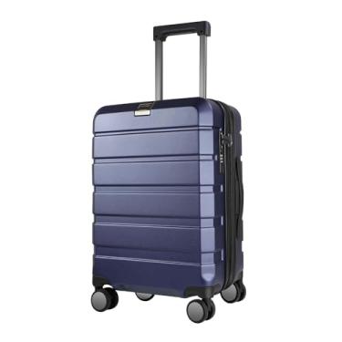 Imagem de Mala de Mão 20" Rígida Navy, Porta USB, Trava TSA, 4 Rodas Giratórias Silenciosas, Estrutura Rígida 100% PC, Compartimentos Internos Organizadores Ideal para Viagens
