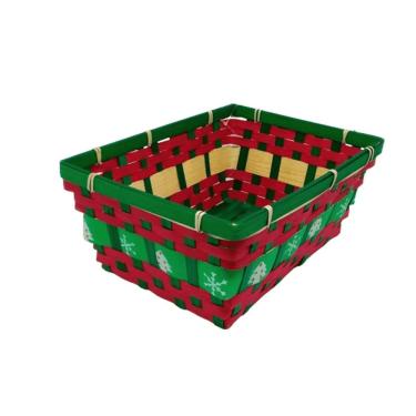 Imagem de Cesta de Bambu Retangular Natal 28x20x11,5cm Nipo
