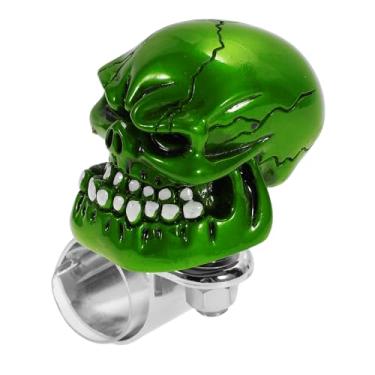 Imagem de INFINAUTO Maçaneta de volante de carro de 30,5 mm grande caveira veículo bola rotadora para caminhonetes SUV, semi-reboques, vans, barcos, verde, 1 peça