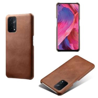 Imagem de Capa para OPPO A74 5G,Proteção contra quedas,Casca de volta de cor sólida simples,Design de couro de imitação de plástico-Brown