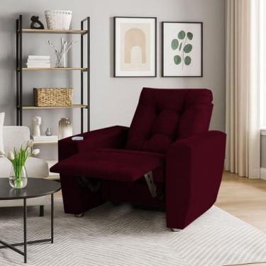 Imagem de Poltrona Do Papai Reclinável Suede Porta Copo Perola - Silverio Decor,
