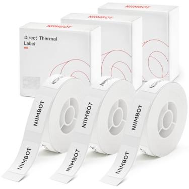 Imagem de NIIMBOT Fita de etiqueta modelo D11/D110/D101, 3 rolos de 210 etiquetas brancas à prova d'água cada, 0,59" x 1,45.7 cm/15 x 30 mm, papel de impressão de etiqueta adaptado para escritório e casa