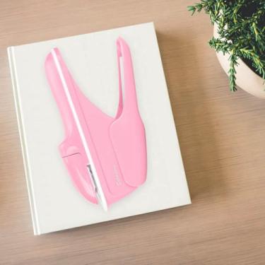Imagem de Máquina de Grampear Abs Sem Grampo, Livro, Papel, Grampeador Grátis para Escola de Escritório (rosa, verde) (Rosa)