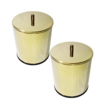Imagem de Kit 2 Lixeiras Dourada Aço Inox 3L + 7L Fineza