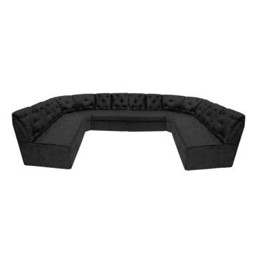 Imagem de Sofá De Canto 12 Lugares Preto Confortável Moderno