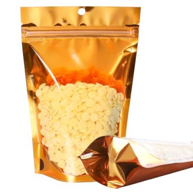 Imagem de Pacote com 100 sacos Mylar à prova de cheiro, bolsas de alumínio resseláveis com janela transparente e orifício para pendurar, sacos seláveis por calor de armazenamento de alimentos reutilizáveis com