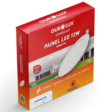 Imagem de Painel Led Super Eco Embutir 12w Biv 6500k Redondo - 02901 - Ourolux Painel Abs Led Embutir 12w Biv 6500k Red. Ourolux