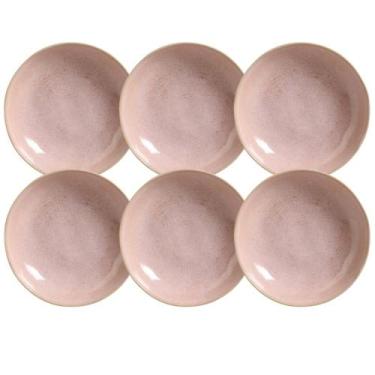 Imagem de Jogo 6 Pratos Fundos Rosa Cerâmica Porto Brasil 830ml Talhar